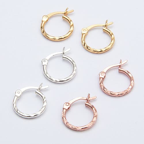 Marsala Trio Set Tri-Tone Click Top Hoop Earrings - image 