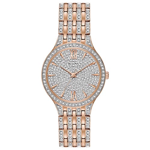 Womens Bulova Crystals Slim Pave Dial Watch - 98L235 - image 