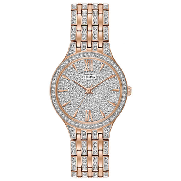 Womens Bulova Crystals Slim Pave Dial Watch - 98L235 - image 