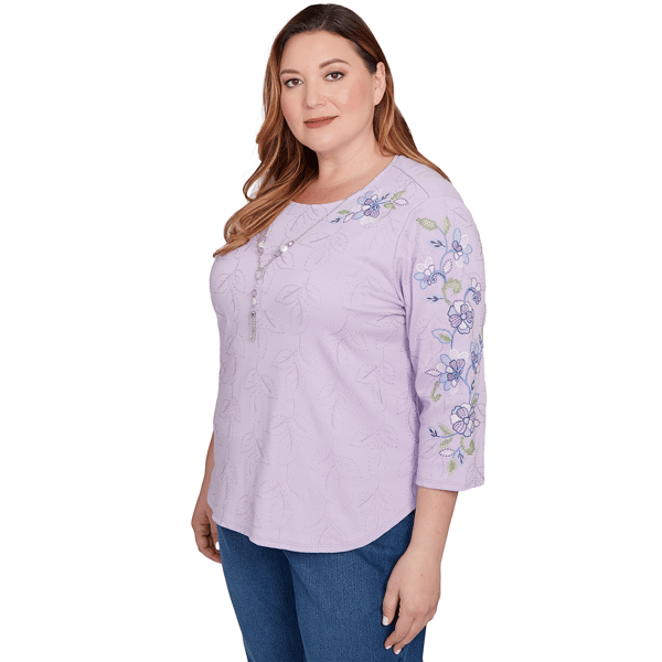 Plus Size Alfred Dunner Hilton Head Floral Embroidery Blouse