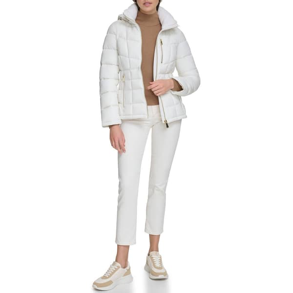 Womens Calvin Klein Short Puffer Jacket with Chest Zipper