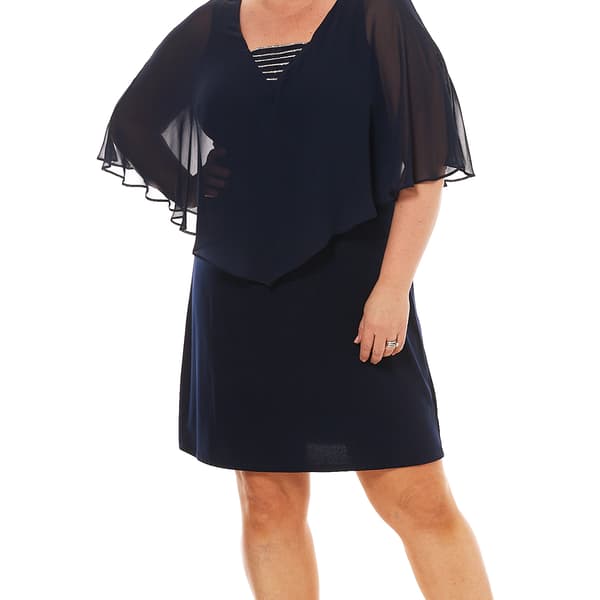 Plus Size MSK Capelet Illusion Overlay Sheath Dress