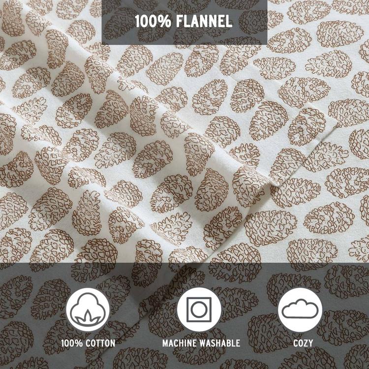Eddie Bauer Little Creek Pine Cone Cotton Flannel Sheet Set