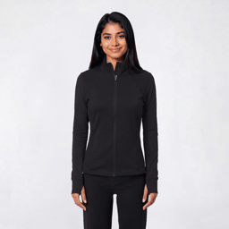 Juniors No Comment Fleece Lined Ribbed Panel Zip Up Jacket