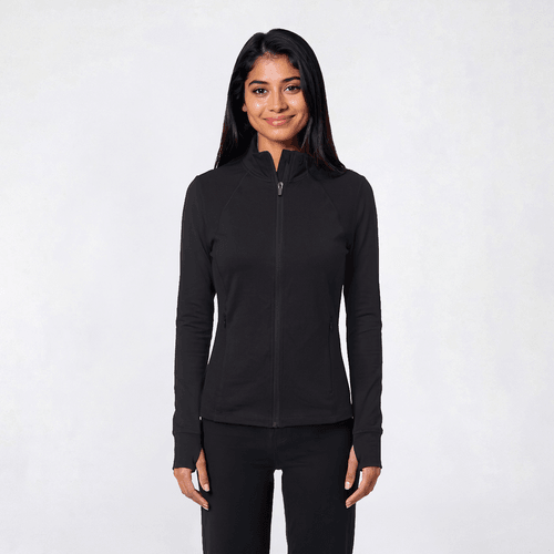 Juniors No Comment Fleece Lined Ribbed Panel Zip Up Jacket - image 