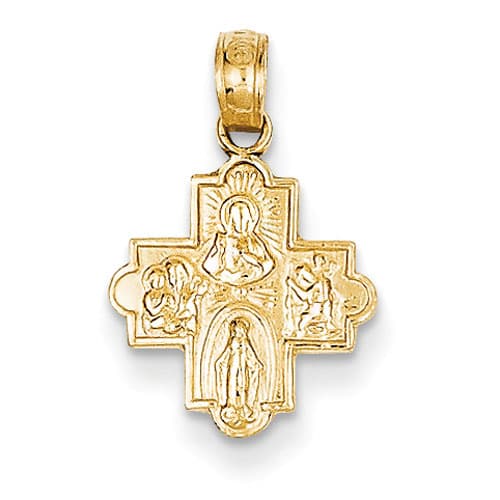 Unisex Gold Classics(tm) 14kt. Miniature Four Way Medal Pendant - image 