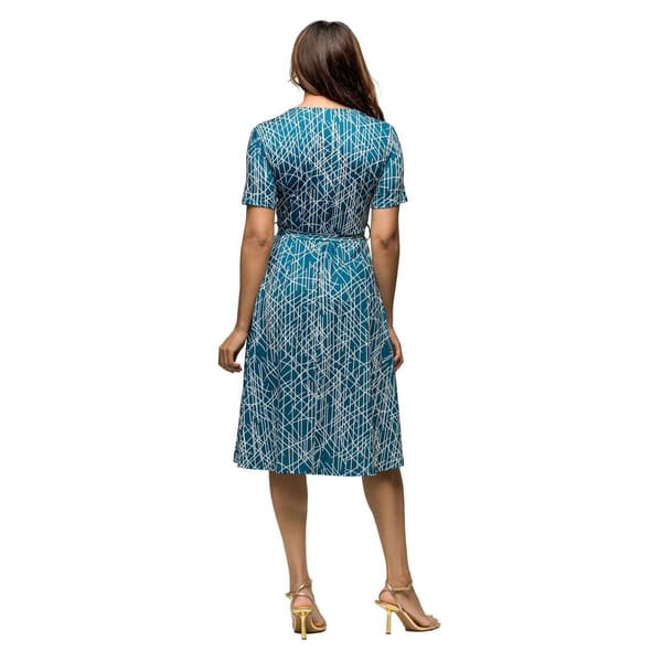 Womens 24/7 Comfort Apparel Teal Tie Waist Midi Dress