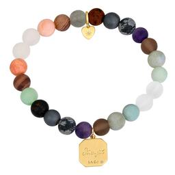 Shine Gold Flash Plated Multi Matte Stone Elephant Bracelet