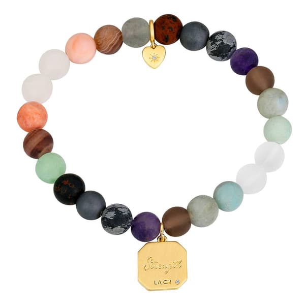 Shine Gold Flash Plated Multi Matte Stone Elephant Bracelet