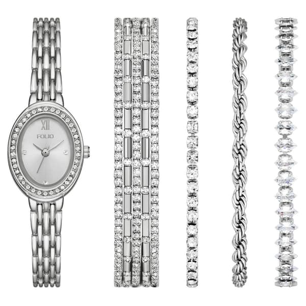 Womens Folio Silver Dial Watch/Bracelet Set - FMDFL2079 - image 