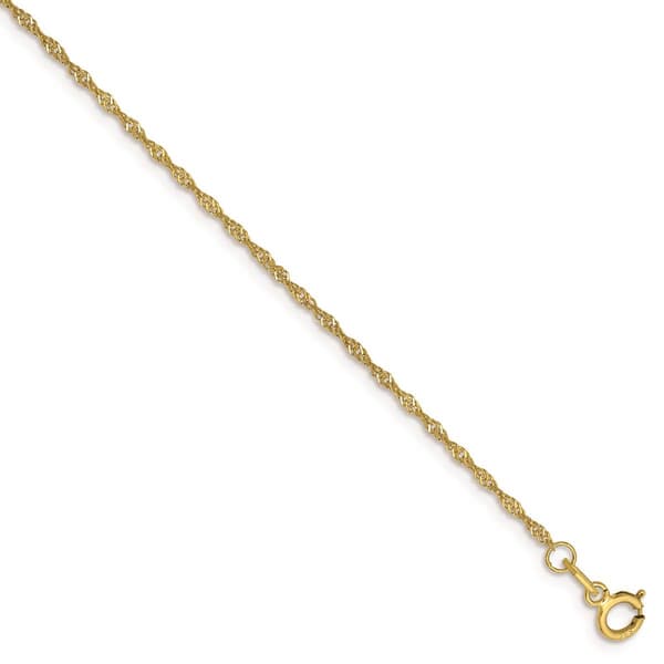 Gold Classics&#40;tm&#41; 10kt 1.10mm Singapore Chain Anklet Bracelet - image 