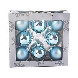 8ct. 2.6in. Solid Glass Ball Ornament - Pale Blue