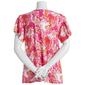 Plus Size Kiwi Fresh Short Sleeve Floral Smocked Keyhole Blouse - image 2
