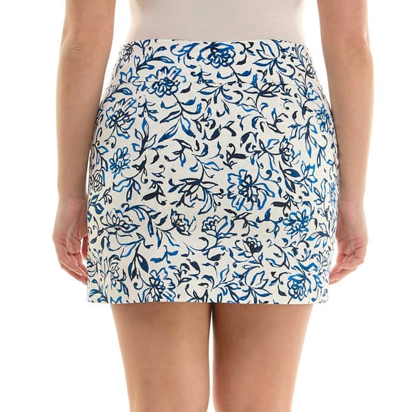 Womens Zac & Rachel Pull On Blue Floral Millennium Stencil Skort