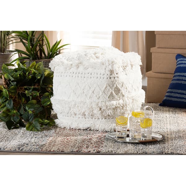 Baxton Studio Curlew Handwoven Cotton Pouf Ottoman