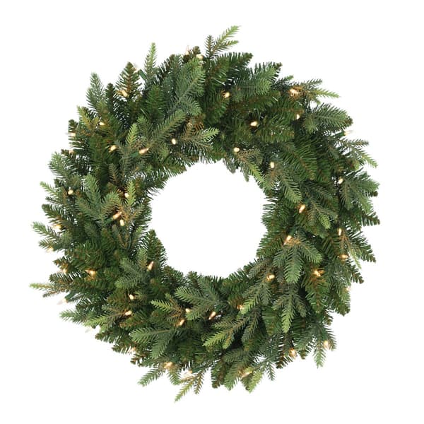 Puleo International 24in. Pre-Lit Balsam Fir Wreath - image 