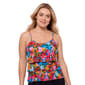 Womens America Beach Tiered Floral Tankini Swim Top - image 1