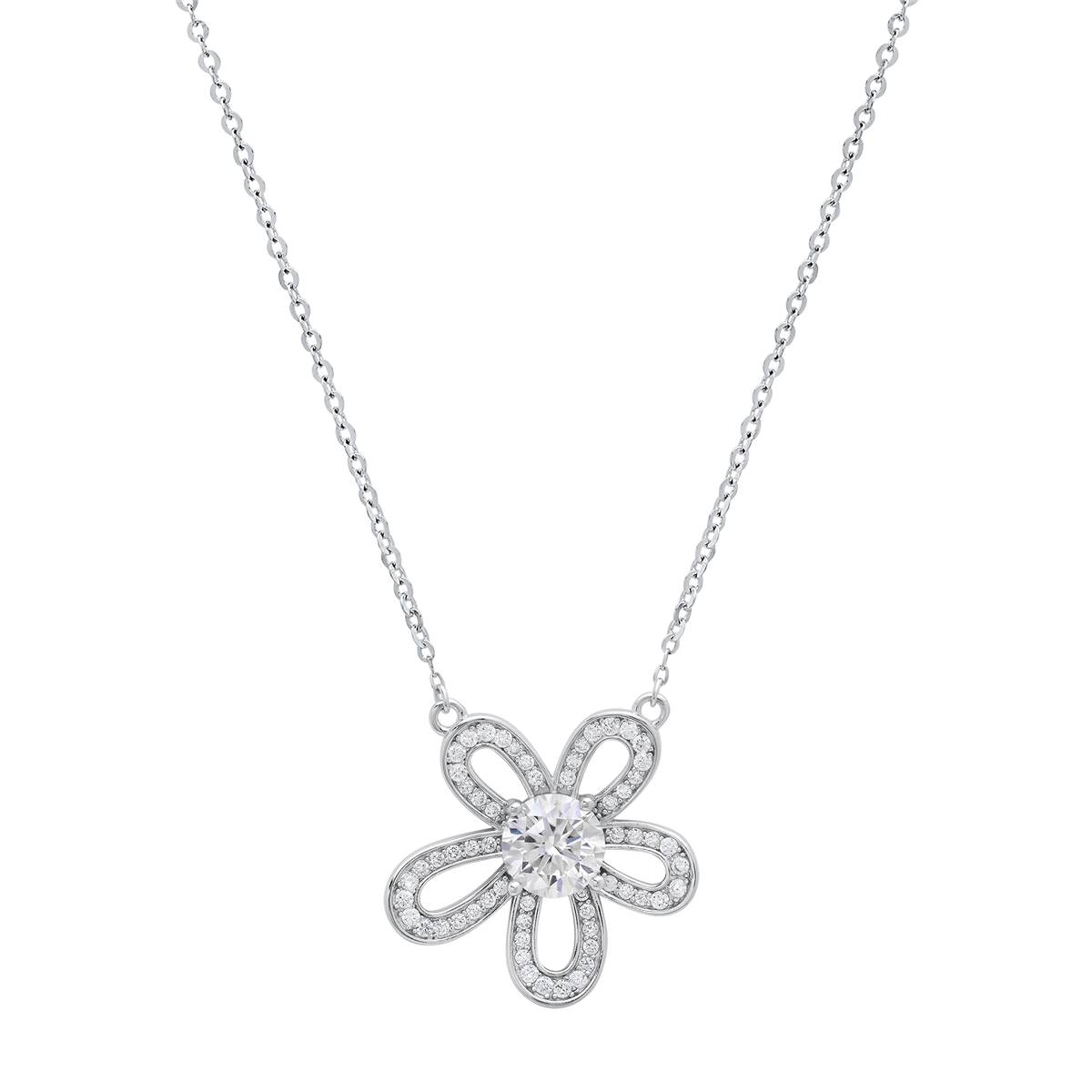 Saffron 1ctw. Sterling Silver Moissanite Diamond Flower Necklace