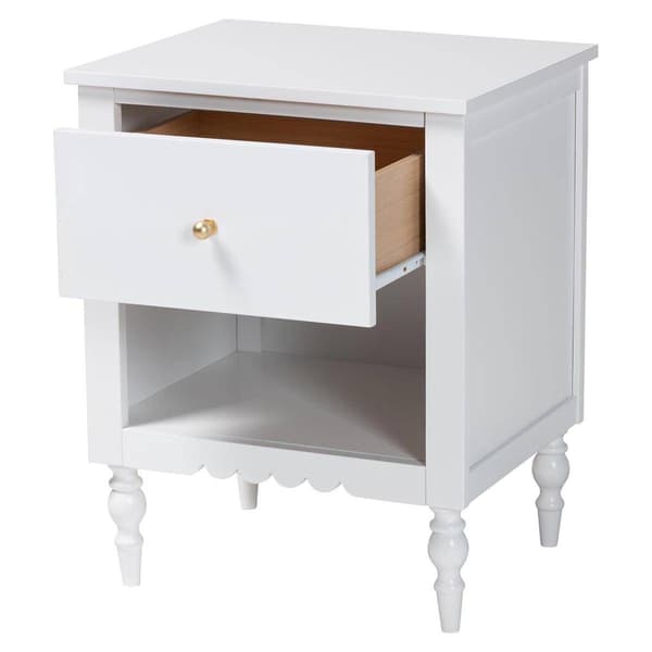 Baxton Studio Roni Modern White Wood 1-Drawer Nightstand