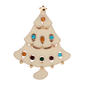 White Enamel Tree w/ Multi-Color Stones & Gold Star Pin - image 1