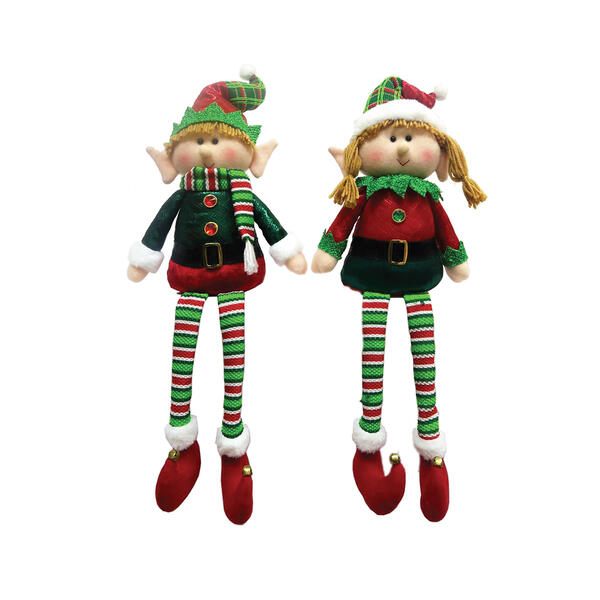 Santa&#39;s Workshop 19in. Sitting Elves - Set of 2 - image 