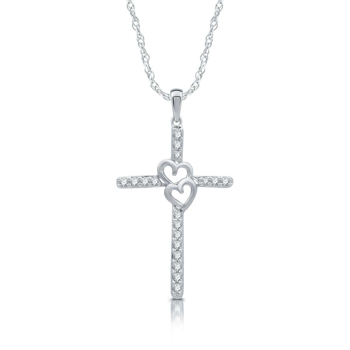 Nova Star® 1/4ctw. Lab Grown Diamond Heart Cross Pendant