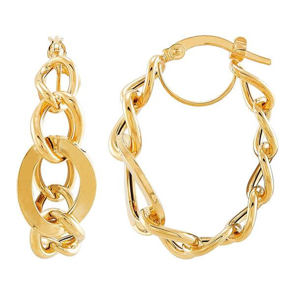 Gold Classics&#8482; Yellow Gold Hollow Oval Link Hoop Earrings