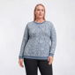 Plus Size Emily Daniels Long Sleeve Floral Ribbed Sweater - image 1