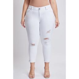 Juniors Plus YMI(R) Wanna Betta Butt Mid-Rise Ripped Cuffed Jeans