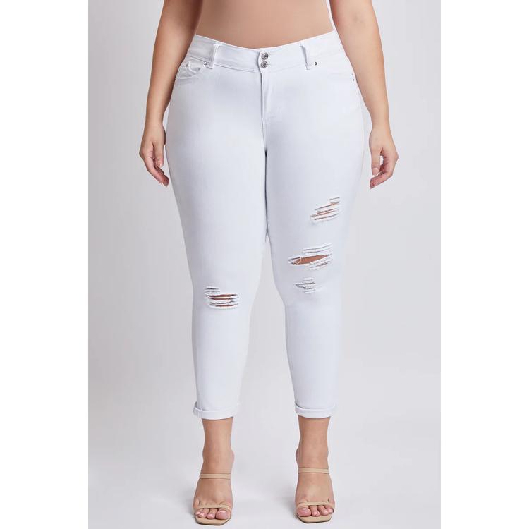 Juniors Plus YMI(R) Wanna Betta Butt Mid-Rise Ripped Cuffed Jeans