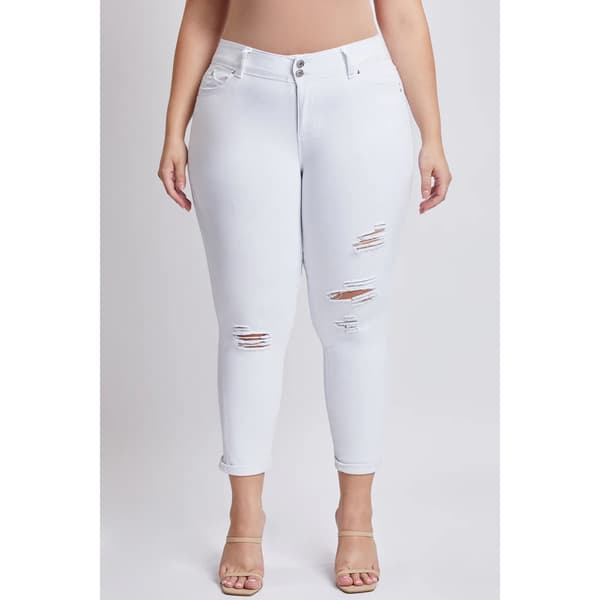 Juniors Plus YMI(R) Wanna Betta Butt Mid-Rise Ripped Cuffed Jeans - image 