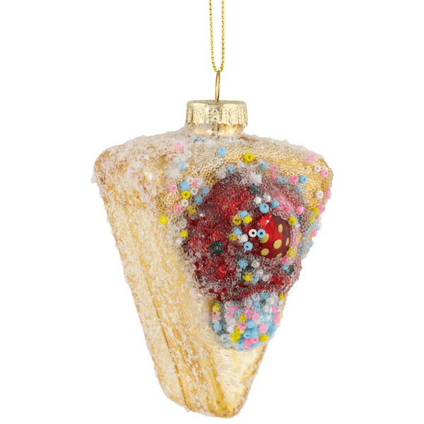 Northlight Double Layer Slice of Cake Glass Christmas Ornament