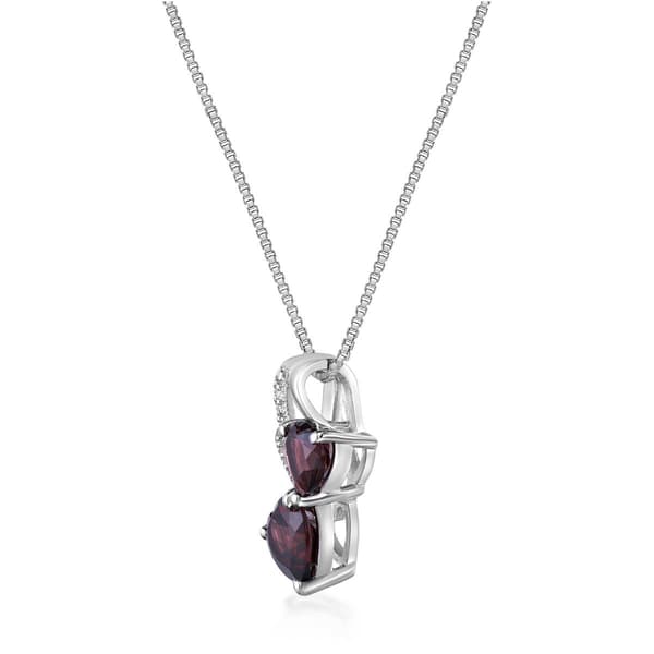 Gemminded Sterling Silver 5mm Double Heart Garnet Pendant