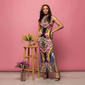 Womens 24/7 Comfort Apparel Geometric Floral Side Slit Maxi Dress - image 4