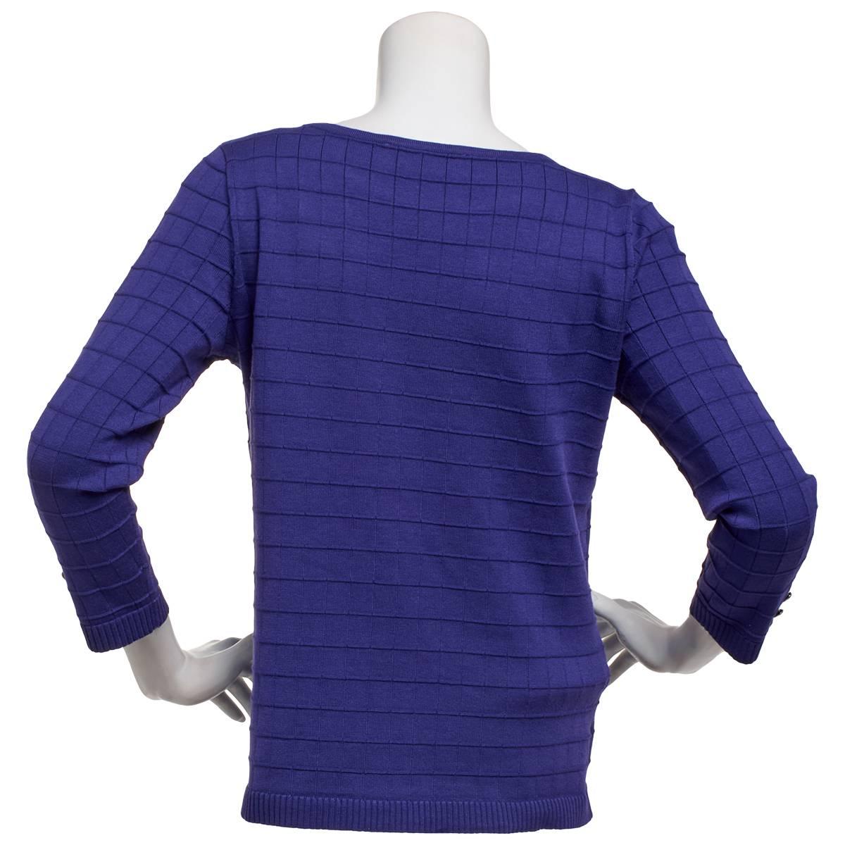 Womens Kasper Long Button Clasp Sleeve Texture Sweater