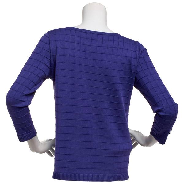Womens Kasper Long Button Clasp Sleeve Texture Sweater
