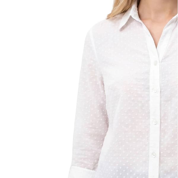 Womens NY Collection Long Sleeve Spread Collar Blouse