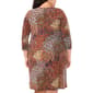 Plus Size MSK 3/4 Sleeve Suzani Grommet Trim A-Line Dress - image 2