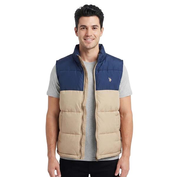 Mens U.S. Polo Assn.(R) Color Block Puffer Vest - Thompson Khaki - image 
