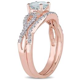 Gemstone Classics&#8482; 10kt. Rose Gold Aquamarine & Diamond Ring