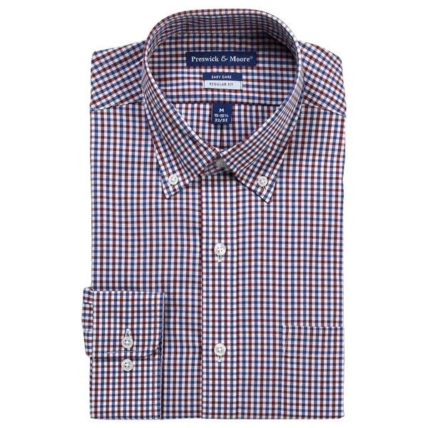 Mens Preswick & Moore Regular Fit Stretch Dress Shirt - Blue/Red - image 