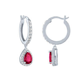 Gemstone Classics&#40;tm&#41; Lab Created Ruby & Sapphire Hoop Earrings