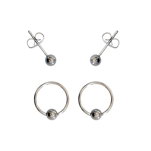 2pk. 18-Gauge Surgical Steel Bead Ring & Ball Studs Set