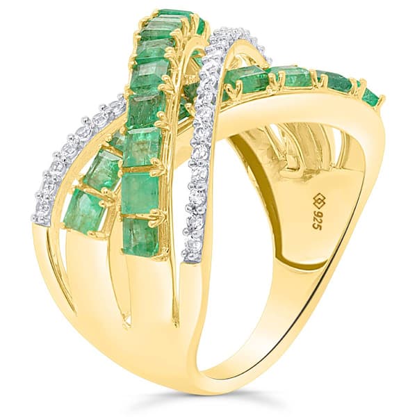 Gemstone Classics™ Emerald with White Zircon Crossover Ring