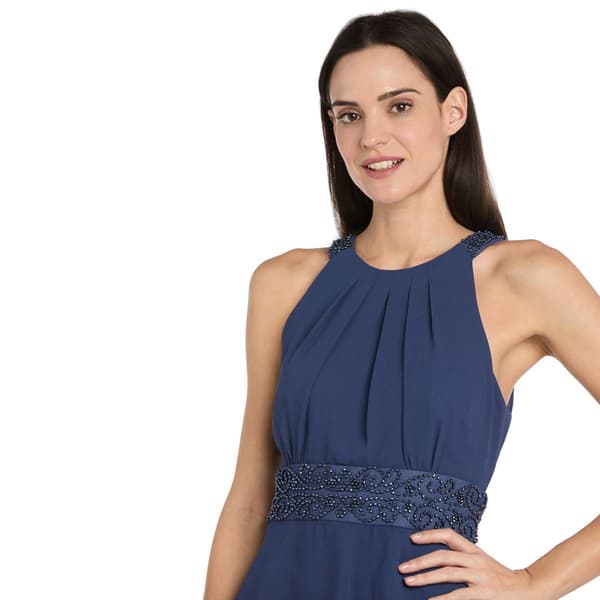 Petite R&M Richards Tiered Bead Waist Evening Gown