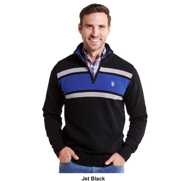 Mens U.S. Polo Assn.&#174; 3 Stripe Cotton 1/4 Zip Sweater