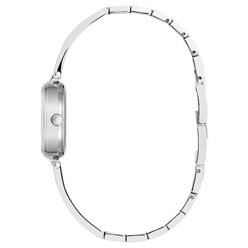 Womens Caravelle Crystal Silver-Tone Bangle Watch - 43L211