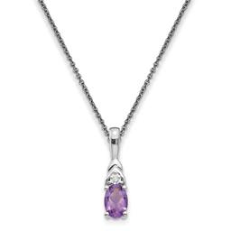 Gemstone Classics(tm) 14kt. White Gold Amethyst Diamond Necklace
