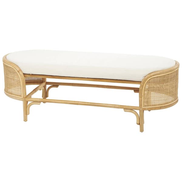 9th & Pike&#40;R&#41; Natural Brown Rattan Bench