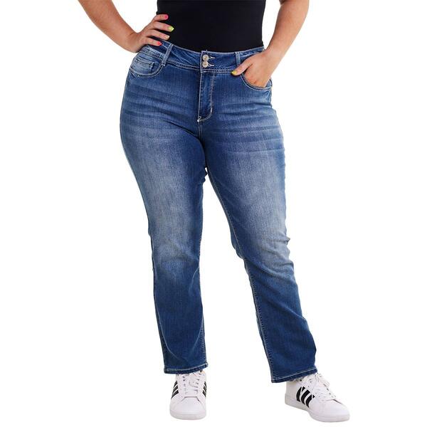 Juniors Plus Wallflower Jenny Curvy Bootcut Denim Jeans - image 